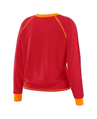 Wear by Erin Andrews Women's Red/Orange Tampa Bay Buccaneers Plus Size Tie-Front Long Sleeve Top