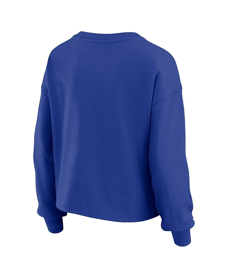 Wear by Erin Andrews Women's 2-Piece Royal Los Angeles Rams Heavy Rugby Jersey Long Sleeve T-Shirt and Shorts Lounge Set