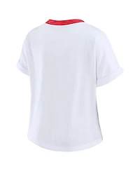 Wear by Erin Andrews Women's White Kansas City Chiefs Cropped Center Stripe Dolman T-Shirt