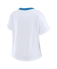 Wear by Erin Andrews Women's White Los Angeles Chargers Cropped Center Stripe Dolman T-Shirt