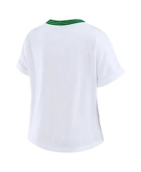 Wear by Erin Andrews Women's White Philadelphia Eagles Cropped Center Stripe Dolman T-Shirt
