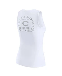Wear by Erin Andrews Women's White Cincinnati Reds Rib-Knit Henley Tank Top