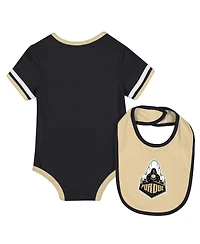Colosseum Baby Boys and Girls 2-Piece Black Purdue Boilermakers Bodysuit Bib Set