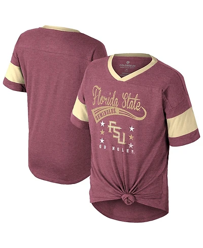 Colosseum Big Girls Garnet Florida State Seminoles Frontier Tie Front T-Shirt