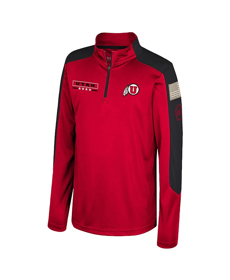 Colosseum Big Boys and Girls Red Utah Utes Oht Military Appreciation Cyclone Quarter-Zip Windshirt Jacket
