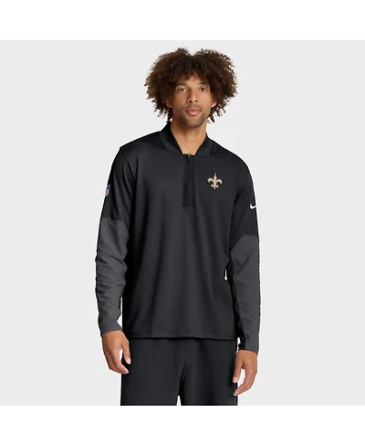 Nike Men's Black New Orleans Saints Sideline Feel the Pressure Performance Half-Zip Pullover