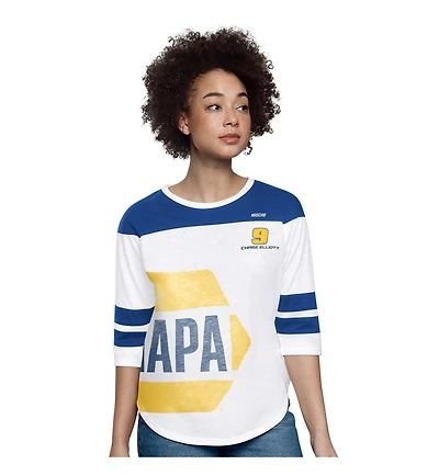 Starter Women's White Chase Elliott Grand Slam 3/4-Sleeve T-Shirt