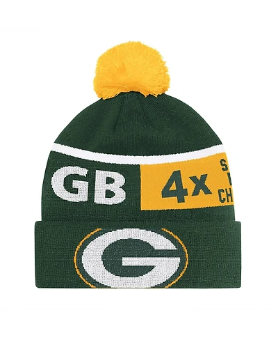 Fanatics Men's Green/Gold Canucks Hockey Fights Cancer Cuffed Knit with Pom Hat
