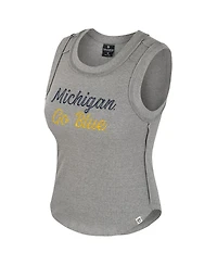 Colosseum Women's Heather Gray Michigan Wolverines Beach You Ribbed Tri-Blend Tank Top