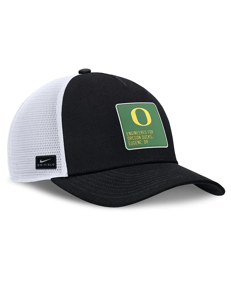 Nike Men's Black/White Oregon Ducks 2025 On-Field Rise Engineered Trucker Adjustable Hat