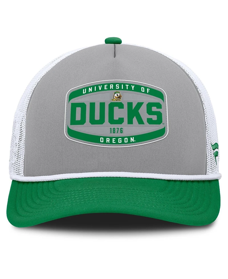 Fanatics Men's Gray/Green Oregon Ducks Course Foam-Front Adjustable Trucker Hat