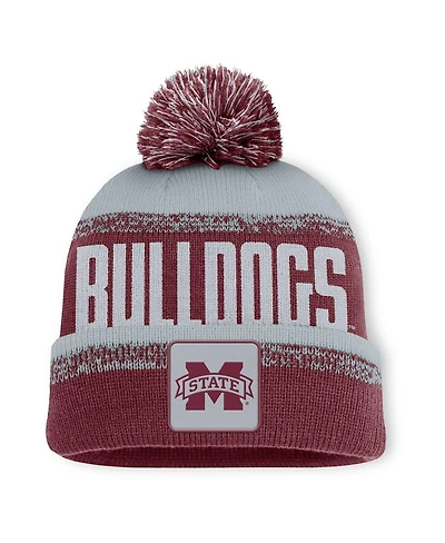 Fanatics Men's Maroon/Gray Mississippi State Bulldogs Thrive Cuffed Pom with Knit Hat