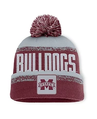 Fanatics Men's Maroon/Gray Mississippi State Bulldogs Thrive Cuffed Pom with Knit Hat