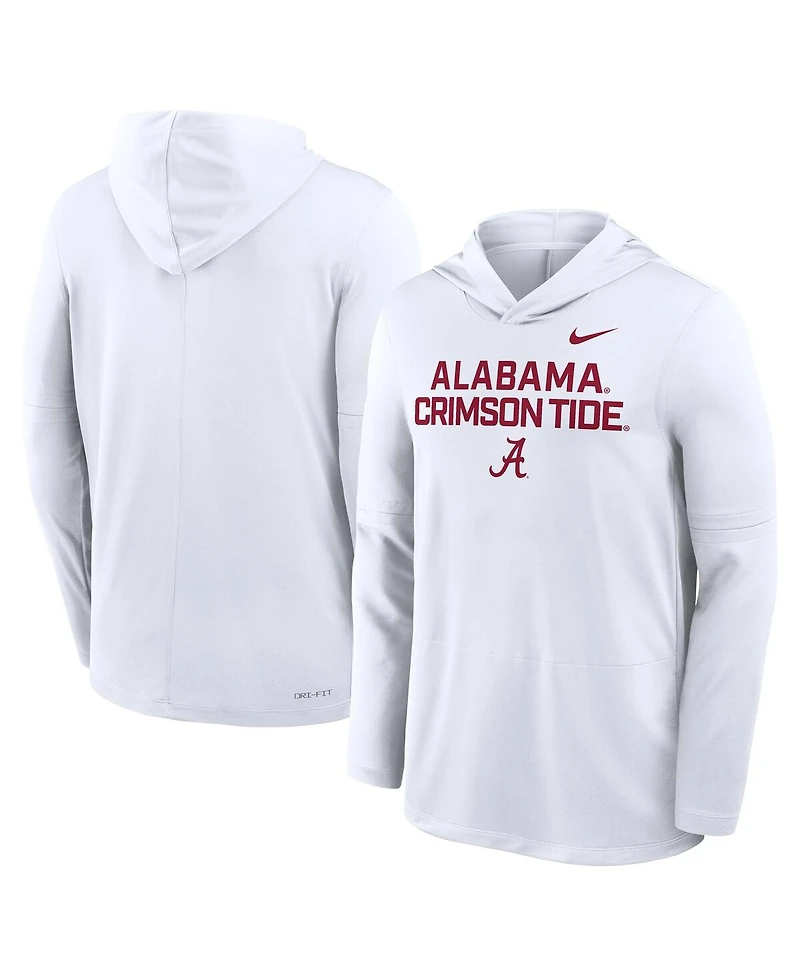 Nike Men's White Alabama Crimson Tide 2025 Sideline Performance Long Sleeve Hoodie T-Shirt