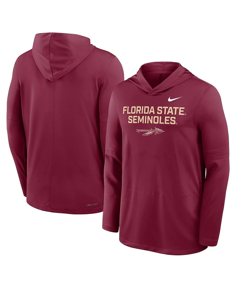 Nike Men's Garnet Florida State Seminoles 2025 Sideline Performance Long Sleeve Hoodie T-Shirt