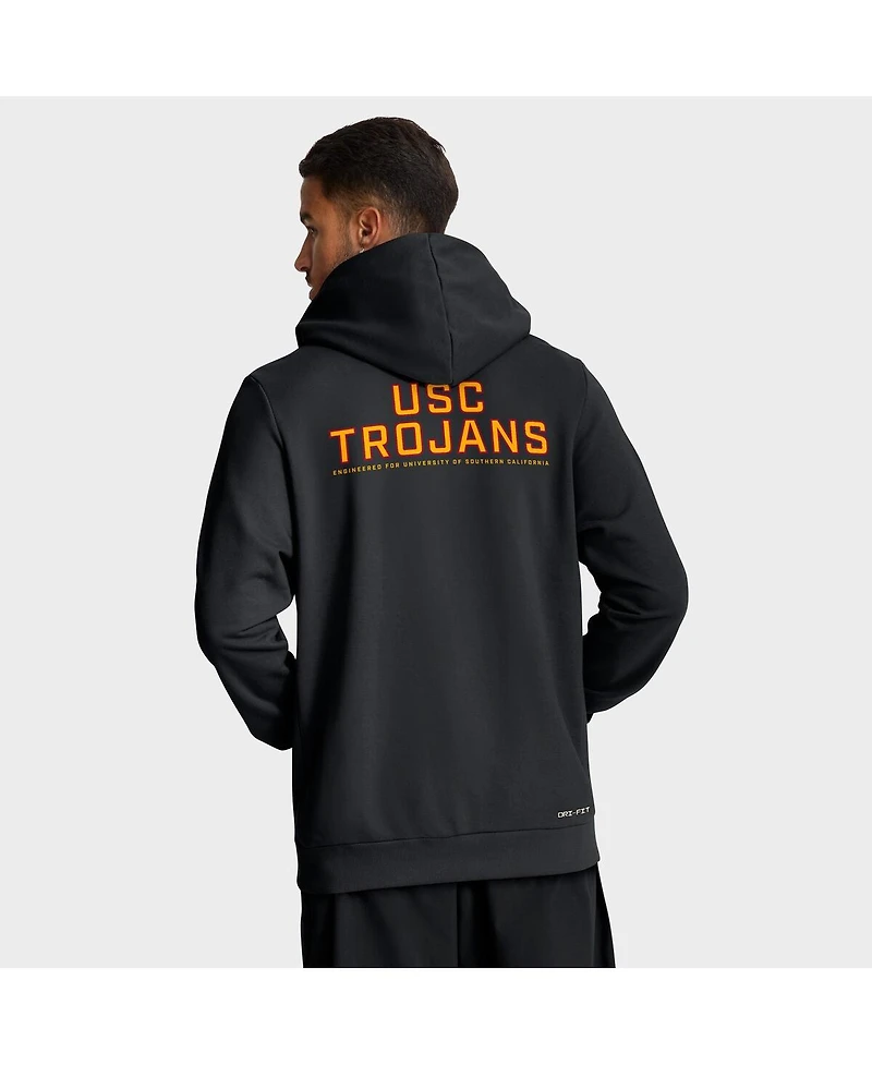 Nike Men's Black Usc Trojans 2025 Sideline Standard Issue Dri-fit Full-Zip Hoodie