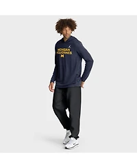 Jordan Men's Navy Michigan Wolverines 2025 Sideline Performance Long Sleeve Hoodie T-Shirt