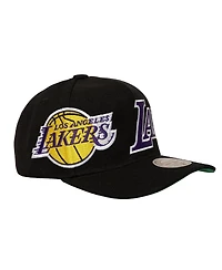 Mitchell & Ness Men's Black Los Angeles Lakers Busted Logo Wordmark Wrap-Around Pro Pinch Adjustable Hat