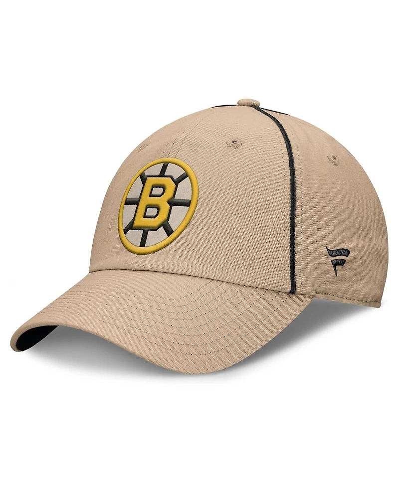 Fanatics Men's Cream Boston Bruins Heritage Setoff Adjustable Hat