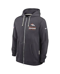 Nike Men's Anthracite Denver Broncos Sideline Standard Issue Utility Player Dri-fit Full-Zip Hoodie