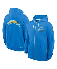 Nike Men's Powder Blue Los Angeles Chargers Sideline Standard Issue Utility Player Dri-fit Full-Zip Hoodie