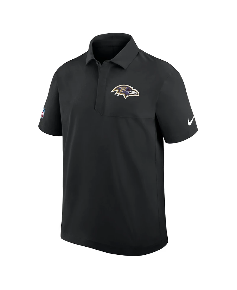Nike Men's Black Baltimore Ravens Sideline City Pride Woven Performance Polo Shirt