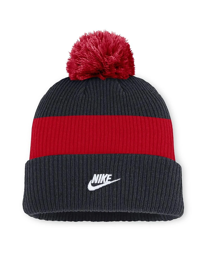 Nike Men's Navy/Red Boston Red Sox Cooperstown Collection Peak Standard Cuffed Pom with Knit Hat