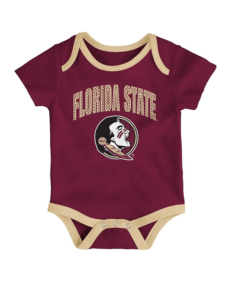Outerstuff Baby Boys and Girls 3-Pack Florida State Seminoles All Day Play Bodysuit Set