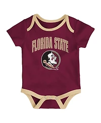 Outerstuff Baby Boys and Girls 3-Pack Florida State Seminoles All Day Play Bodysuit Set