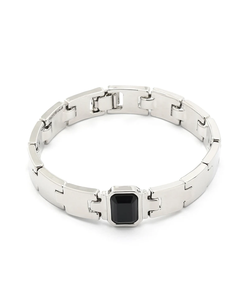 Steve Madden Faux Stone Gem Watch Chain Bracelet