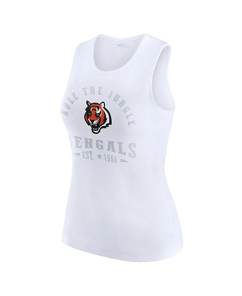 Wear by Erin Andrews Women's White Cincinnati Bengals Ribbed Graphic Tank Top