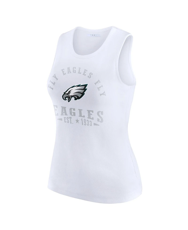 Wear by Erin Andrews Women's White San Francisco 49ers Ribbed Graphic Tank Top