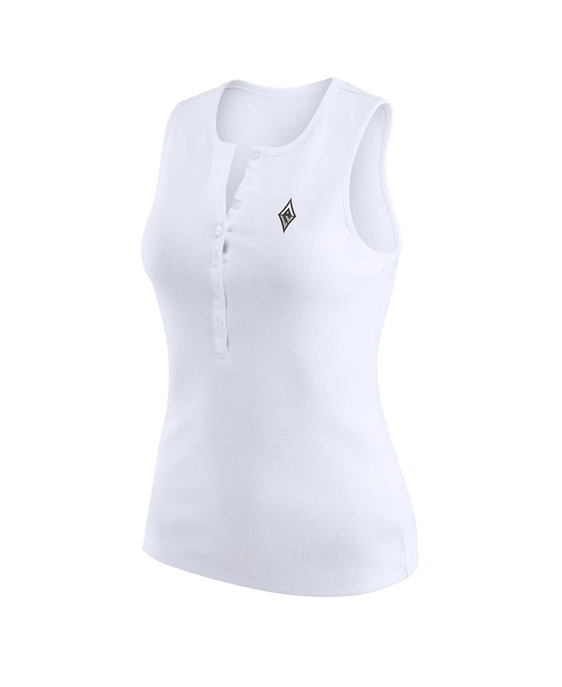 Wear by Erin Andrews Women's White Las Vegas Aces Rib-Knit Henley Tank Top