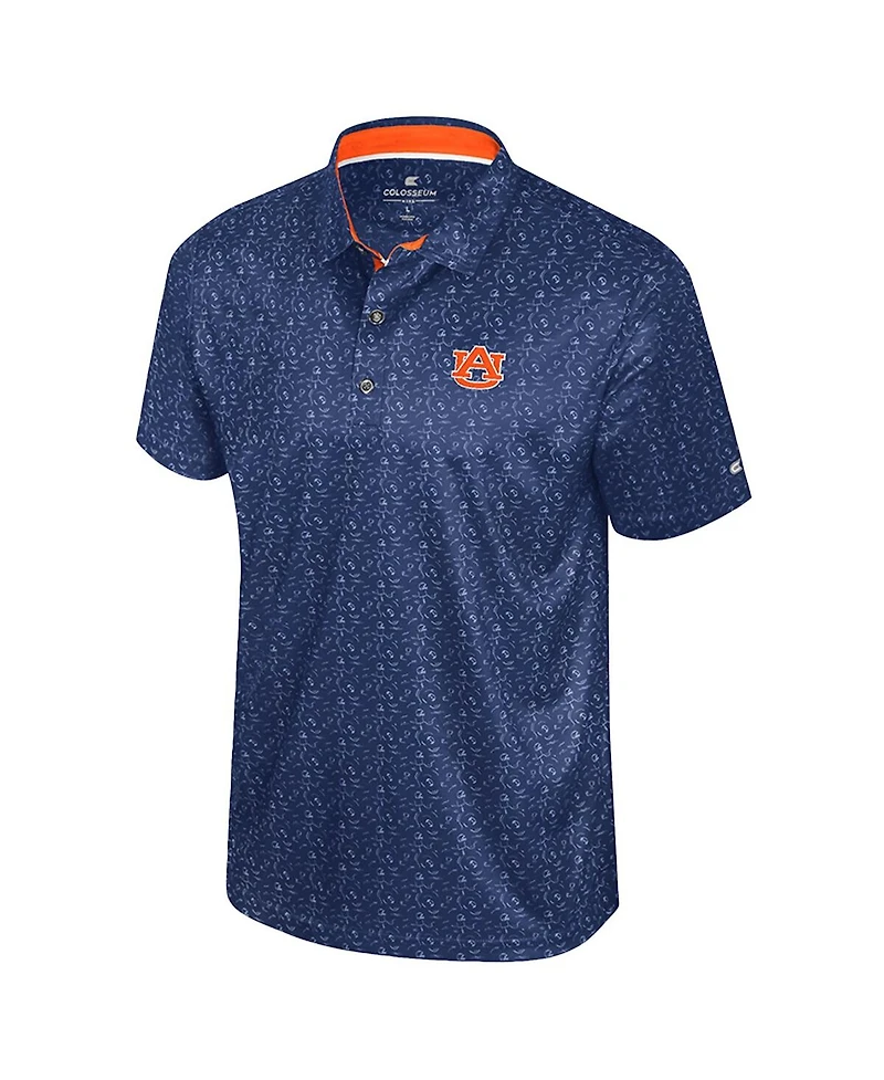 Colosseum Men's Navy Auburn Tigers Football Print Polo Shirt