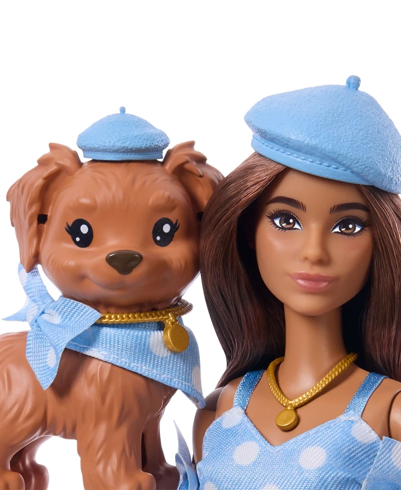 Barbie Twinning Looks Fashion Doll with Pet Dog Matching Clothes Accessories