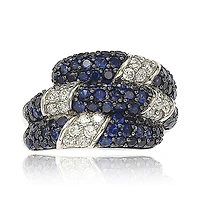 Suzy Levian New York Sterling Silver Sapphire & Created White Swirling Ring