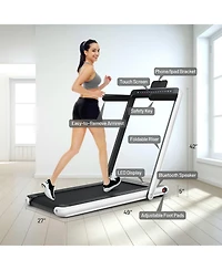 Akiudex 2-in-1 Folding Treadmill with Dual Display and Speaker