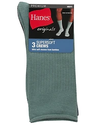 Hanes Men's Originals Premium SuperSoft Crew Socks, 3-Pack