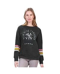 G-iii 4Her by Carl Banks Women's Charcoal New York Yankees Allana Stripe Pullover Sweatshirt
