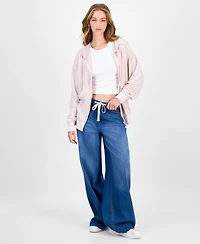 Hippie Rose Juniors' Mineral Wash Zip-Up Hoodie