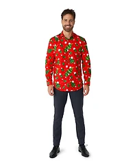Suitmeister Men's Christmas Dress Shirt - Festive X- Mas Outfit Slim Fit Green Long sleeve