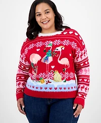 It's Our Time Trendy Plus Flamingo Ugly Xmas Sweater