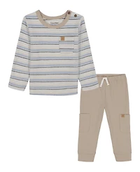 Calvin Klein Baby Boys 2-Piece Striped T-Shirt and Knit Joggers Set