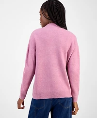 Hooked Up by Iot Juniors' Verbiage Mock Neck Sweater