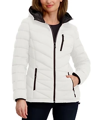 Nautica Women's Hooded Zip-Front Puffer Coat