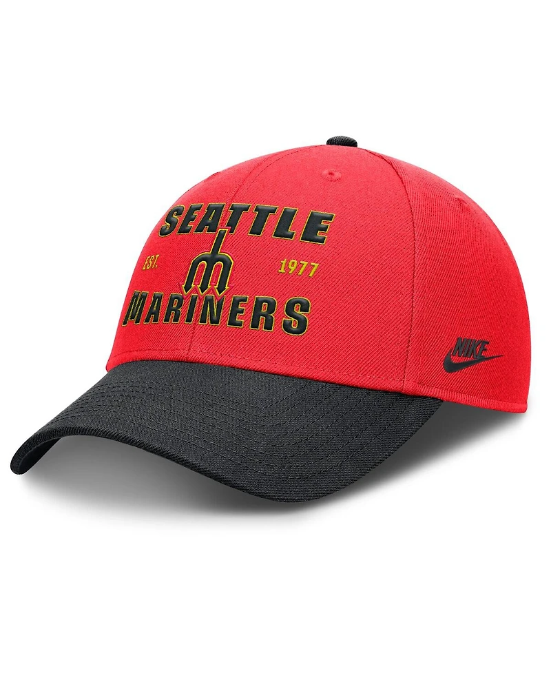 Nike Men's Crimson/Black Seattle Mariners Neon 90s Rise Adjustable Hat