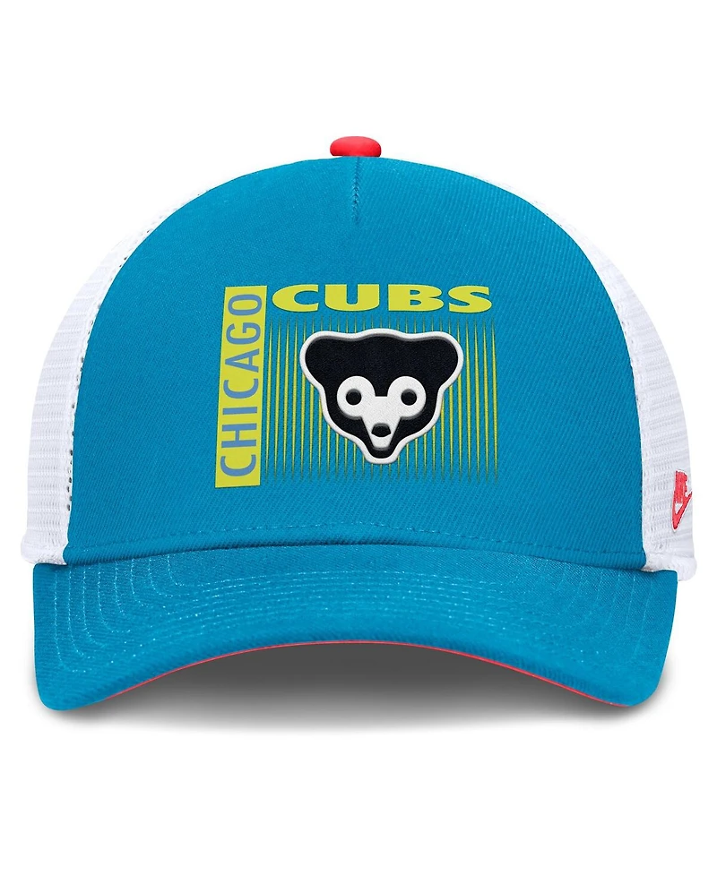 Nike Men's Teal Chicago Cubs Neon 90s Rise Structured Performance Adjustable Trucker Hat