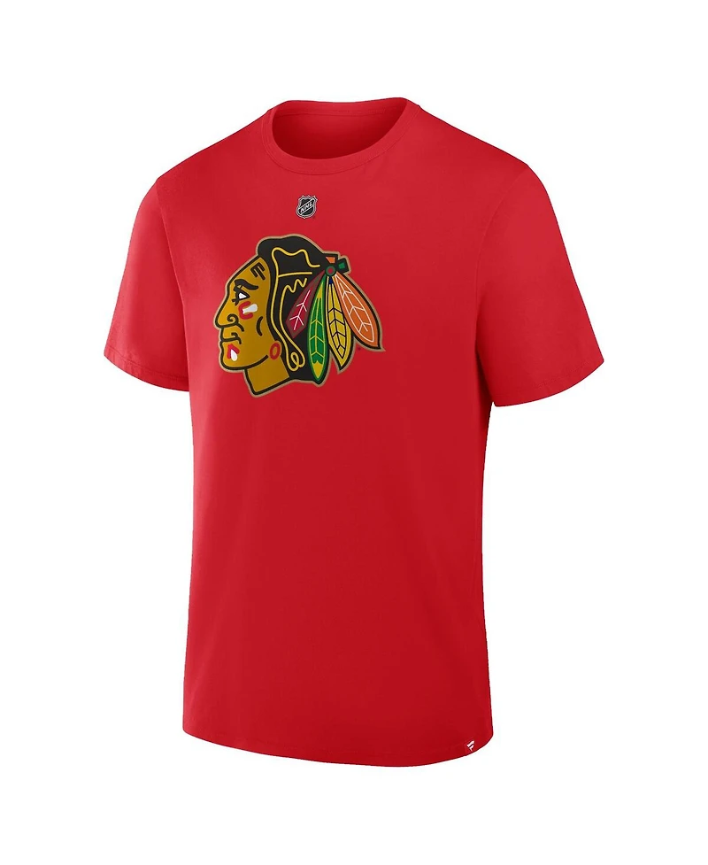 Fanatics Men's Connor Bedard Red Chicago Blackhawks Centennial Authentic Stack Name Number T-Shirt