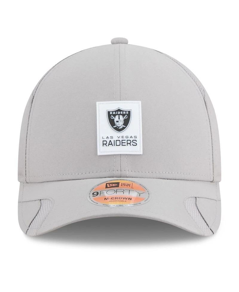 New Era Men's Gray Las Vegas Raiders 2025 Sideline M-Crown 9FORTY Adjustable Hat