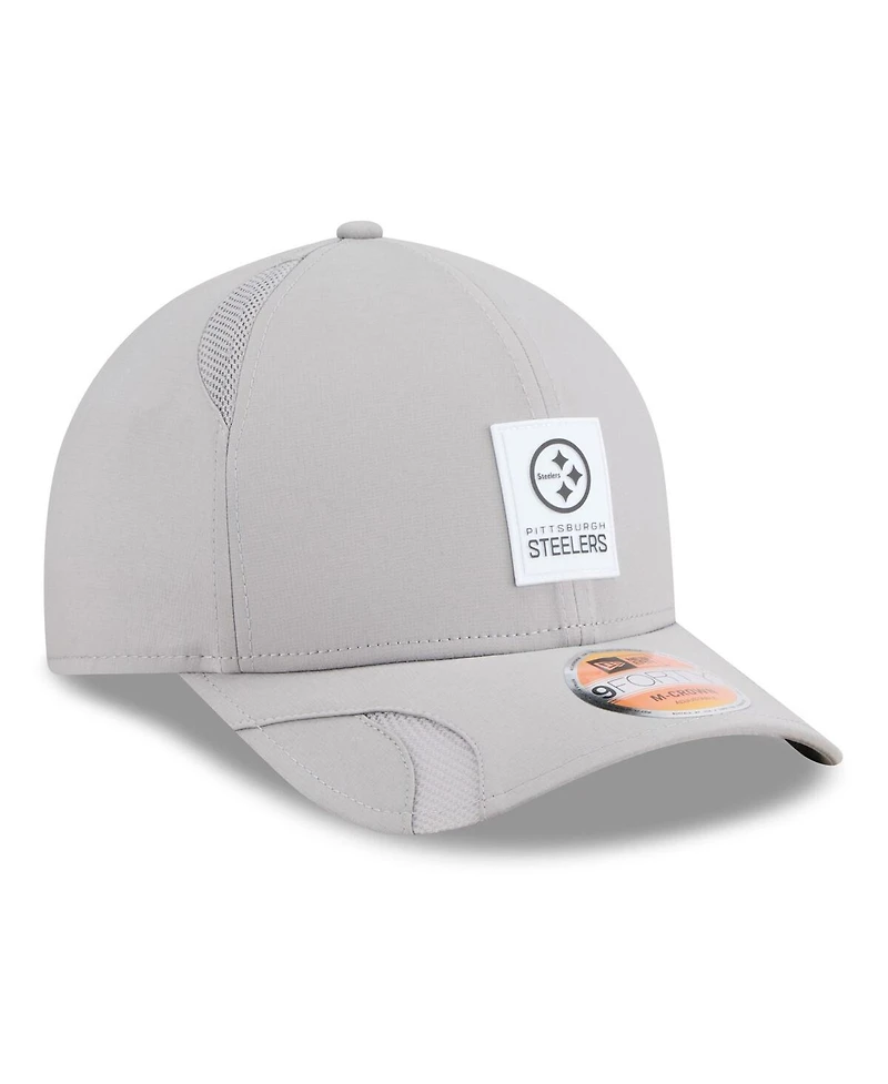 New Era Men's Gray Pittsburgh Steelers 2025 Sideline M-crown 9FORTY Adjustable Hat